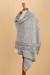 Baby alpaca blend shawl, 'Stylish Stripes' - Knit Baby Alpaca Blend Striped Shawl in Grey Hues from Peru (image 2c) thumbail
