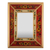 Reverse-painted glass wall mirror, 'Flowers for the Fire' - Floral Red Reverse-Painted Glass Wall Mirror from Peru thumbail