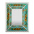 Reverse-painted glass wall mirror, 'Flowers for the Sun' - Floral Green Reverse-Painted Glass Wall Mirror from Peru