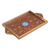 Painted glass tray, 'Crimson Garden' - Reverse Painted Glass Serving Tray (image 2a) thumbail