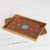 Painted glass tray, 'Crimson Garden' - Reverse Painted Glass Serving Tray (image 2b) thumbail
