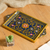Painted glass tray, 'Royal Blue Garden' - Reverse Painted Glass Serveware Tray from Peru (image 2) thumbail
