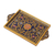 Painted glass tray, 'Royal Blue Garden' - Reverse Painted Glass Serveware Tray from Peru thumbail