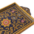 Painted glass tray, 'Royal Blue Garden' - Reverse Painted Glass Serveware Tray from Peru (image 2c) thumbail