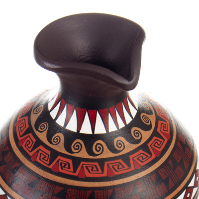 Jarrón decorativo de cerámica. - Jarrón decorativo de cerámica geométrica pintado a mano de Perú