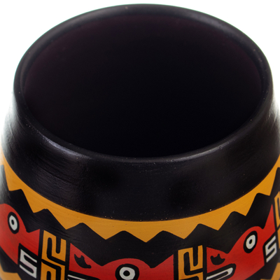 Dekorative Keramikvase - Dekorative Vase aus Keramik, handgefertigt und handbemalt in Peru