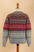Men's 100% alpaca pullover, 'Grey Adventures' - Men's Soft Grey and Red 100% Alpaca Pullover from Peru (image 2c) thumbail