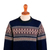 Men's 100% alpaca pullover sweater, 'Sea Breeze' - Men's 100% Alpaca Geometric-Patterned Blue Pullover Sweater (image 2b) thumbail