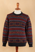 Men's 100% alpaca pullover, 'Andean Harmony' - Geometric-Patterned 100% Alpaca Pullover from Peru (image 2b) thumbail