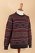 Men's 100% alpaca pullover, 'Andean Harmony' - Geometric-Patterned 100% Alpaca Pullover from Peru (image 2c) thumbail