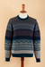 Men's 100% alpaca pullover, 'Teal Adventures' - Men's Soft Teal and Blue 100% Alpaca Pullover from Peru (image 2b) thumbail