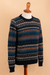Men's 100% alpaca sweater, 'Andean Lines' - Men's Woven Striped Patterned 100% Alpaca Sweater (image 2c) thumbail