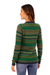 100% alpaca cardigan sweater, 'Inca's Green Geometry' - Striped Inca-Patterned Green 100% Alpaca Cardigan Sweater (image 2c) thumbail