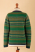 100% alpaca cardigan sweater, 'Inca's Green Geometry' - Striped Inca-Patterned Green 100% Alpaca Cardigan Sweater (image 2f) thumbail