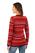 100% alpaca cardigan sweater, 'Inca's Red Geometry' - Striped Inca-Patterned Red 100% Alpaca Cardigan Sweater (image 2d) thumbail