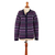100% alpaca cardigan sweater, 'Inca's Purple Geometry' - Striped Inca-Patterned Purple 100% Alpaca Cardigan Sweater thumbail