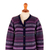 100% alpaca cardigan sweater, 'Inca's Purple Geometry' - Striped Inca-Patterned Purple 100% Alpaca Cardigan Sweater (image 2b) thumbail