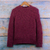Alpaca blend pullover sweater, 'Burgundy Roots' - Burgundy Alpaca Blend Pullover Sweater with Aran Knit Motifs (image 2c) thumbail