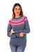 100% alpaca pullover sweater, 'Winter Skyline' - 100% Alpaca Knit & Patterned Pullover Sweater in Steel Blue (image 2b) thumbail