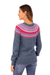 100% alpaca pullover sweater, 'Winter Skyline' - 100% Alpaca Knit & Patterned Pullover Sweater in Steel Blue (image 2d) thumbail