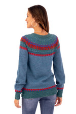 100% alpaca cardigan, 'Teal Tempest' - Teal 100% Alpaca Wool Knit Cardigan with Geometric Motifs