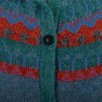100% alpaca cardigan, 'Teal Tempest' - Teal 100% Alpaca Wool Knit Cardigan with Geometric Motifs