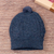 100% alpaca knit hat, 'Indigo Braid' - Geometric Soft 100% Alpaca Knit Hat in an Indigo Hue (image 2) thumbail
