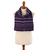 100% alpaca scarf, 'Elegant Purple Geometry' - Knit 100% Alpaca Striped Patterned Scarf in Purple and Blue thumbail