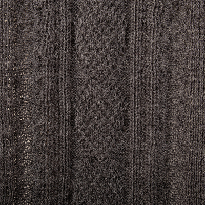 100% alpaca scarf, 'Grey Braid' - Soft Knit 100% Alpaca Scarf in a Grey Base Hue