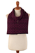 100% alpaca scarf, 'Mountain Range in Berry' - 100% Alpaca Knit Scarf with Chevron Pattern in Purple Hues thumbail