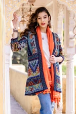 Baby alpaca blend knit cardigan, 'Flower of the Andes' - Traditional Knit Baby Alpaca Blend Cardigan from Peru