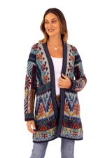 Baby alpaca blend knit cardigan, 'Flower of the Andes' - Traditional Knit Baby Alpaca Blend Cardigan from Peru