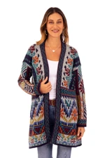 Baby alpaca blend knit cardigan, 'Flower of the Andes' - Traditional Knit Baby Alpaca Blend Cardigan from Peru
