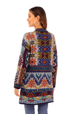 Baby alpaca blend knit cardigan, 'Flower of the Andes' - Traditional Knit Baby Alpaca Blend Cardigan from Peru