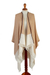 Ruana 100% baby alpaca - Ruana Baby Alpaca con flecos y adornos de gamuza en marrón y blanco