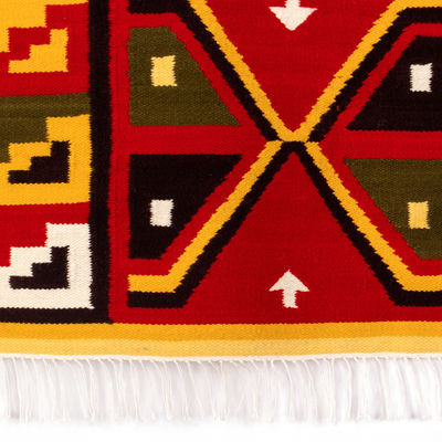 Wandteppich aus Wollmischung - Handgewebter Wandteppich aus Andenwollmischung mit geometrischem Motiv