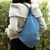 Leather-accented cotton shoulder bag, 'Style on the Go in Cyan' - Leather-Accented Cyan Cotton Shoulder Bag and Backpack