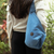 Leather-accented cotton shoulder bag, 'Style on the Go in Cyan' - Leather-Accented Cyan Cotton Shoulder Bag and Backpack