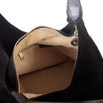 Leather-accented suede handbag, 'Miss Onyx' - Modern Leather-Accented Cube Suede Handbag in Black