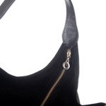 Leather-accented suede handbag, 'Miss Onyx' - Modern Leather-Accented Cube Suede Handbag in Black