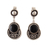 Onyx dangle earrings, 'Nocturnal Luxury' - Onyx 950 Silver Dangle Earrings with Floral and Leaf Motif