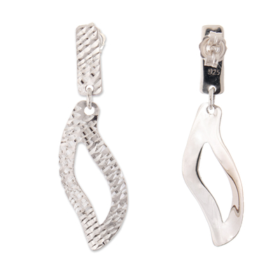 Sterling silver dangle earrings, 'Eternal Shimmer' - Modern Sterling Silver Dangle Earrings with Openwork Accent