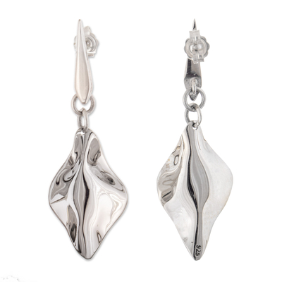 Sterling silver dangle earrings, 'Natural Luminosity' - Modern Sterling Silver Dangle Earrings with Polished Finish
