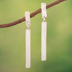 Sterling silver dangle earrings, 'Naturally Stylized' - Modern Sterling Silver Dangle Earrings with Textured Finish