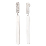 Sterling silver dangle earrings, 'Naturally Stylized' - Modern Sterling Silver Dangle Earrings with Textured Finish