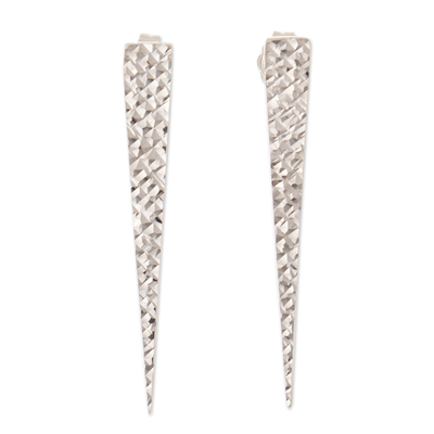 Sterling silver drop earrings, 'Eternal Confidence' - Polished Geometric Sterling Silver Drop Earrings