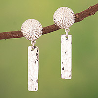 Sterling silver dangle earrings, 'Inverse Sparks' - Geometric and Modern Sterling Silver Dangle Earrings