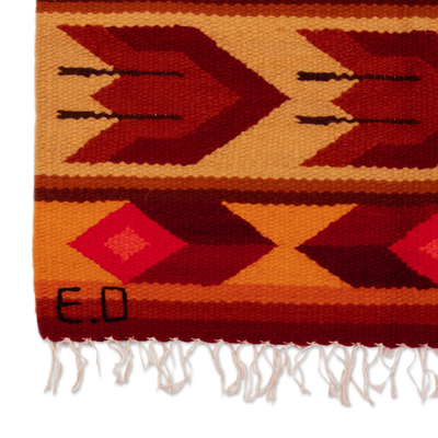 Wool area rug, 'Vicus' (2x3) - Geometric Patterned Handloomed Wool Area Rug in Red (2x3)