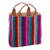 Leather-accented cotton reversible tote bag, 'Inca Flair' - Striped Cotton Reversible Tote Bag with Leather Handles