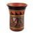 Jarrón decorativo de cerámica - Jarrón decorativo de cerámica geométrica en forma de Kero en tonos cálidos